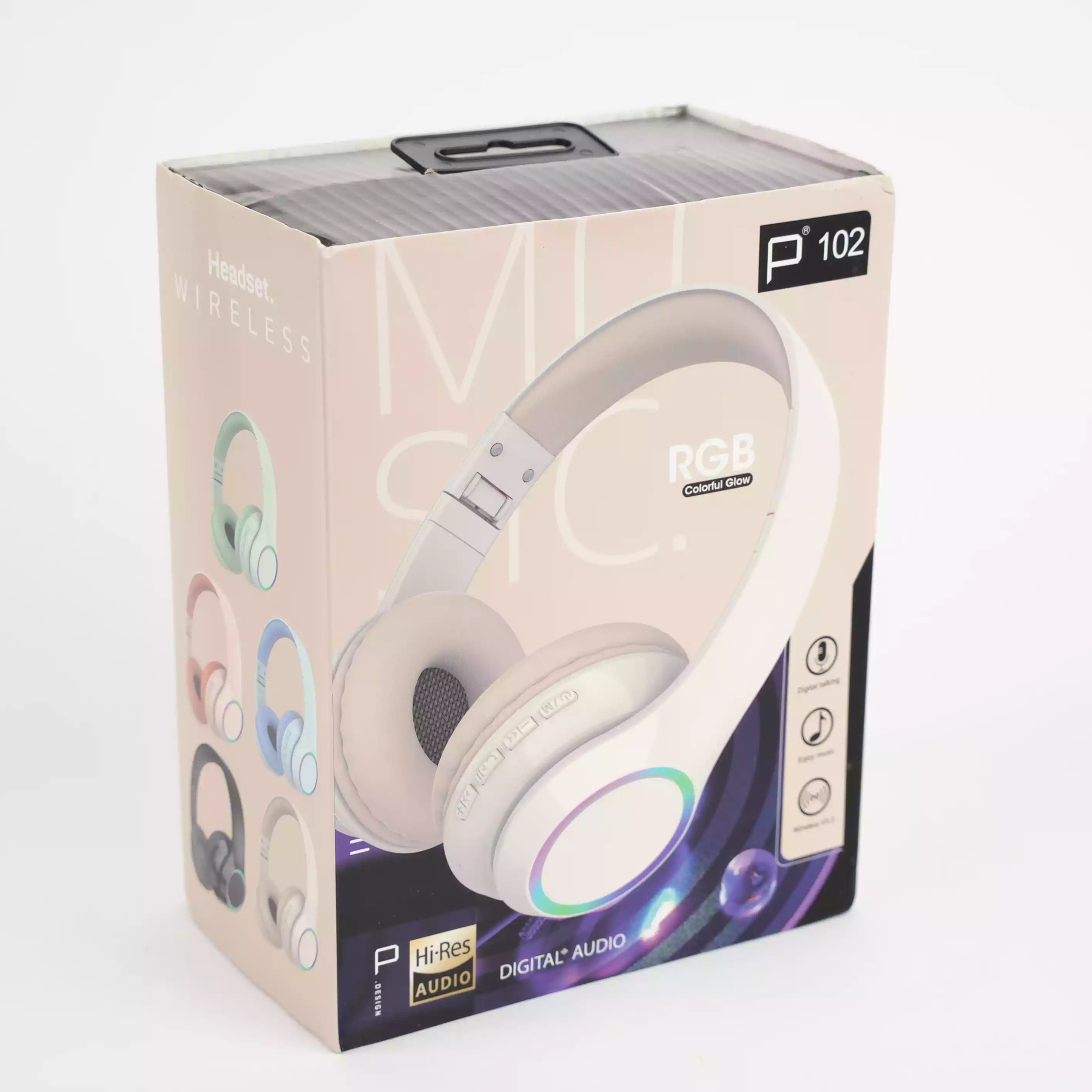 Casque Sans Fil P102 Hi-Res Audio – Design Premium & Éclairage LED RGB