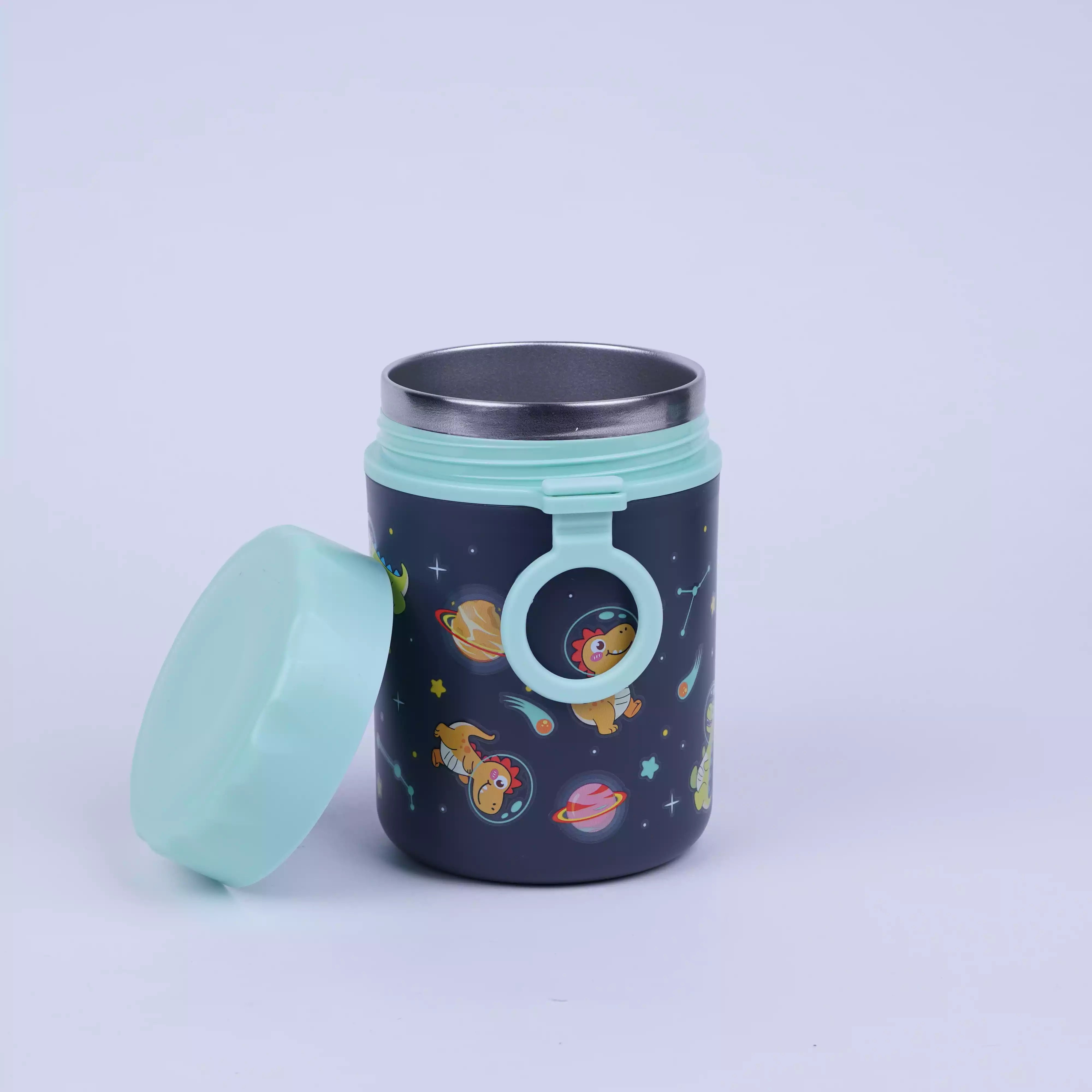 Lunch Box Enfant 3 Compartiments + Boîte Fruits et Soupe – Dinosaure, Inox avec Cuillère HU08048