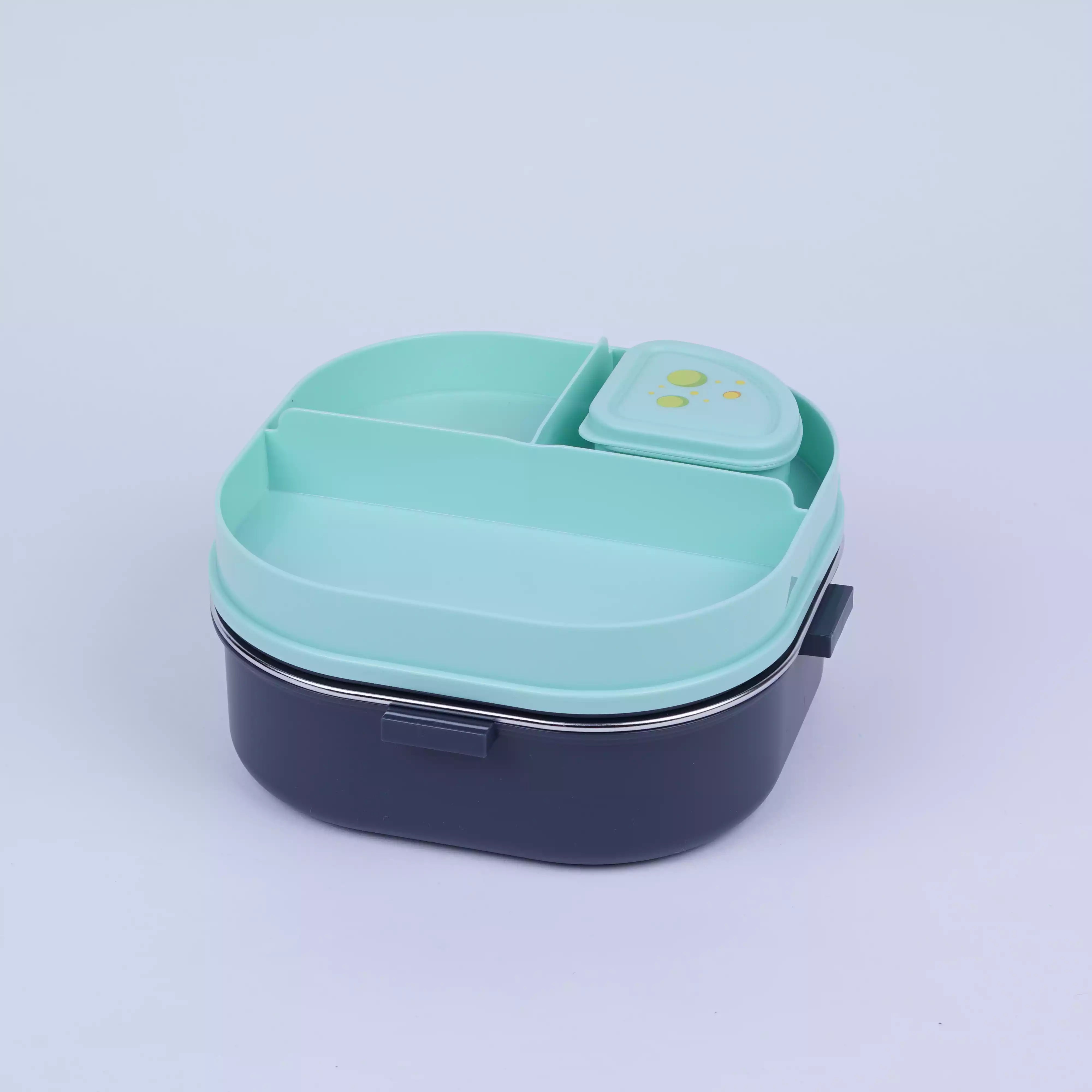Lunch Box Enfant 3 Compartiments + Boîte Fruits et Soupe – Dinosaure, Inox avec Cuillère HU08048