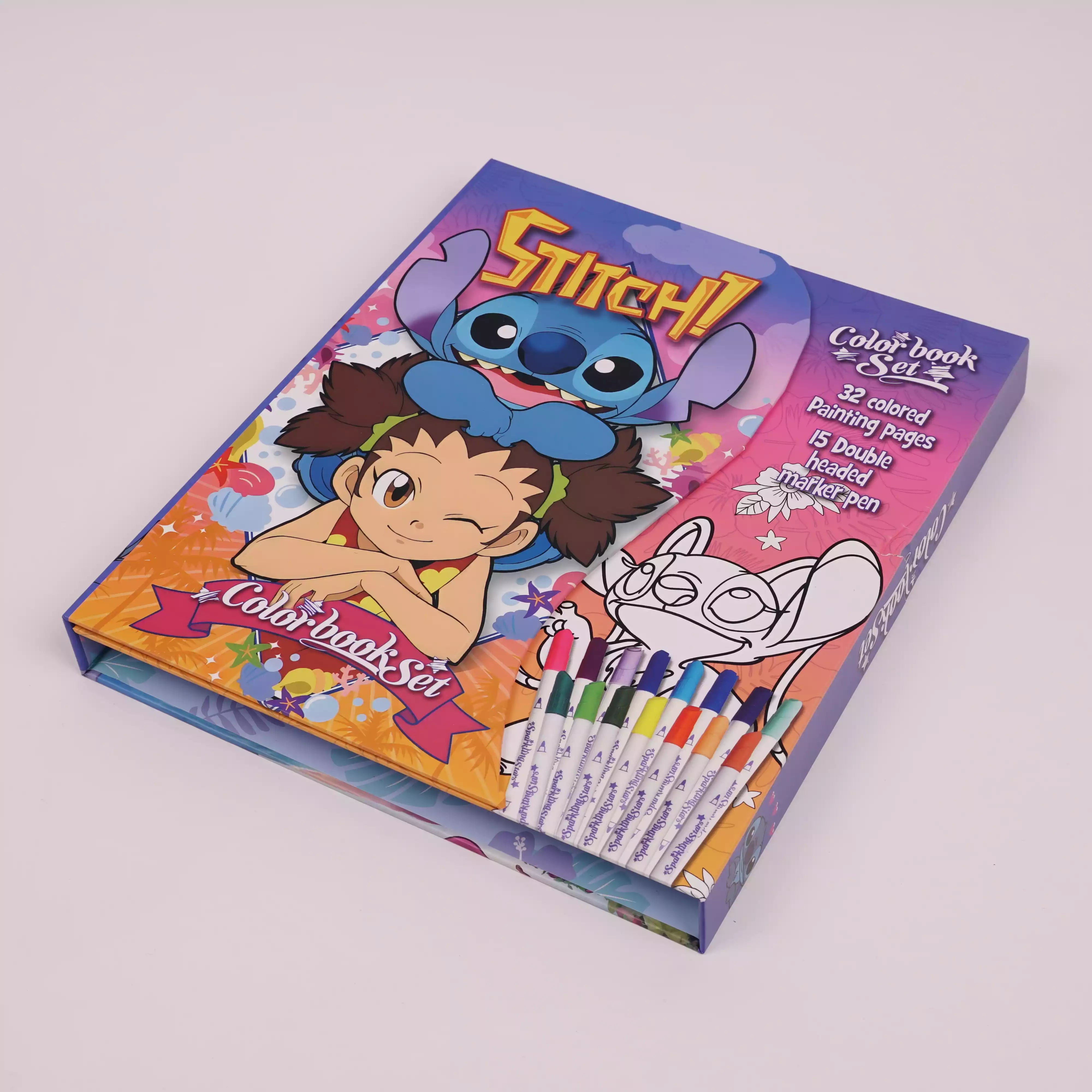 Color Book Set Hugeunivers – Stitch & Flash McQueen avec Feutres HU13135