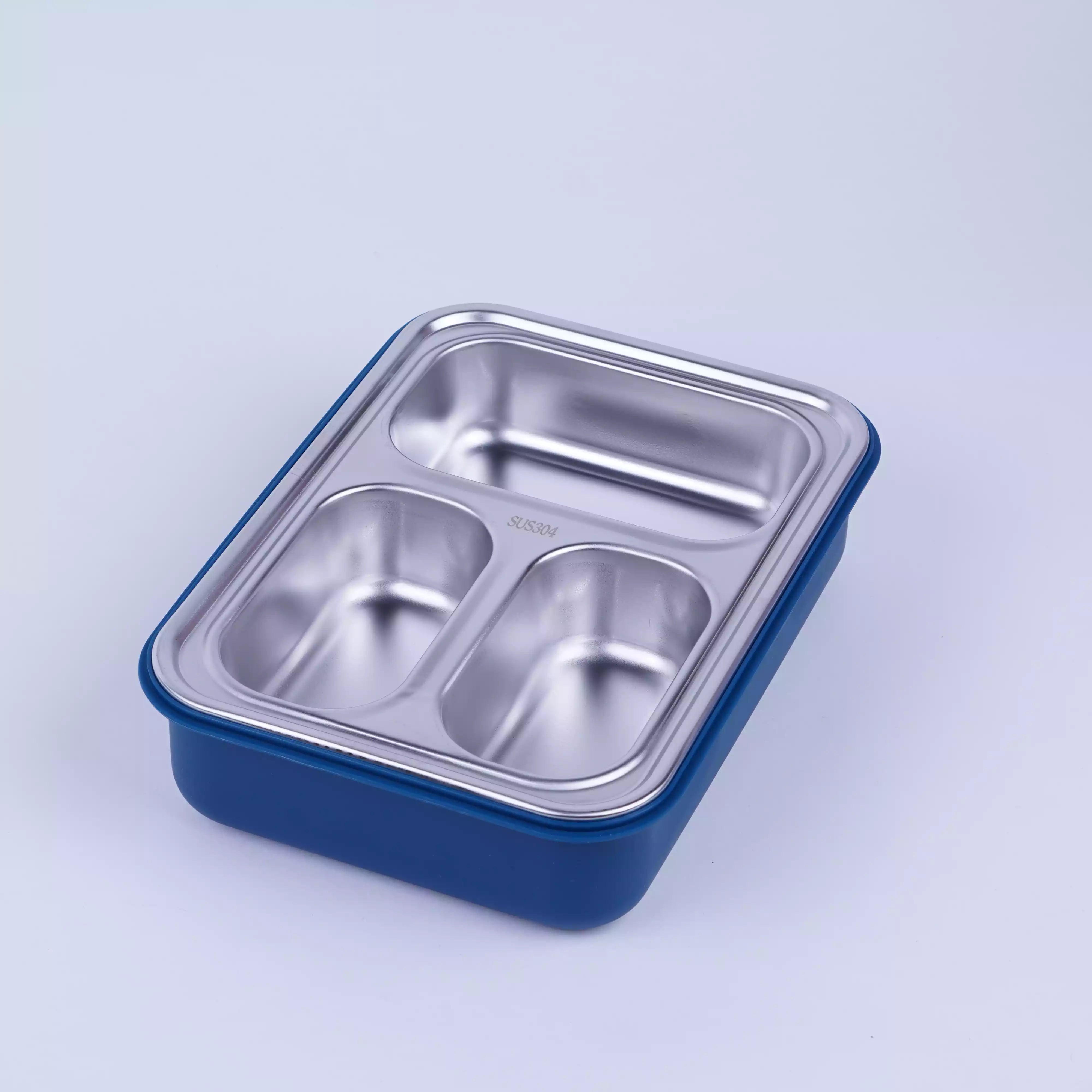 Lunch Box Inox 3 Compartiments avec Cuillère et Fourchette HU08055