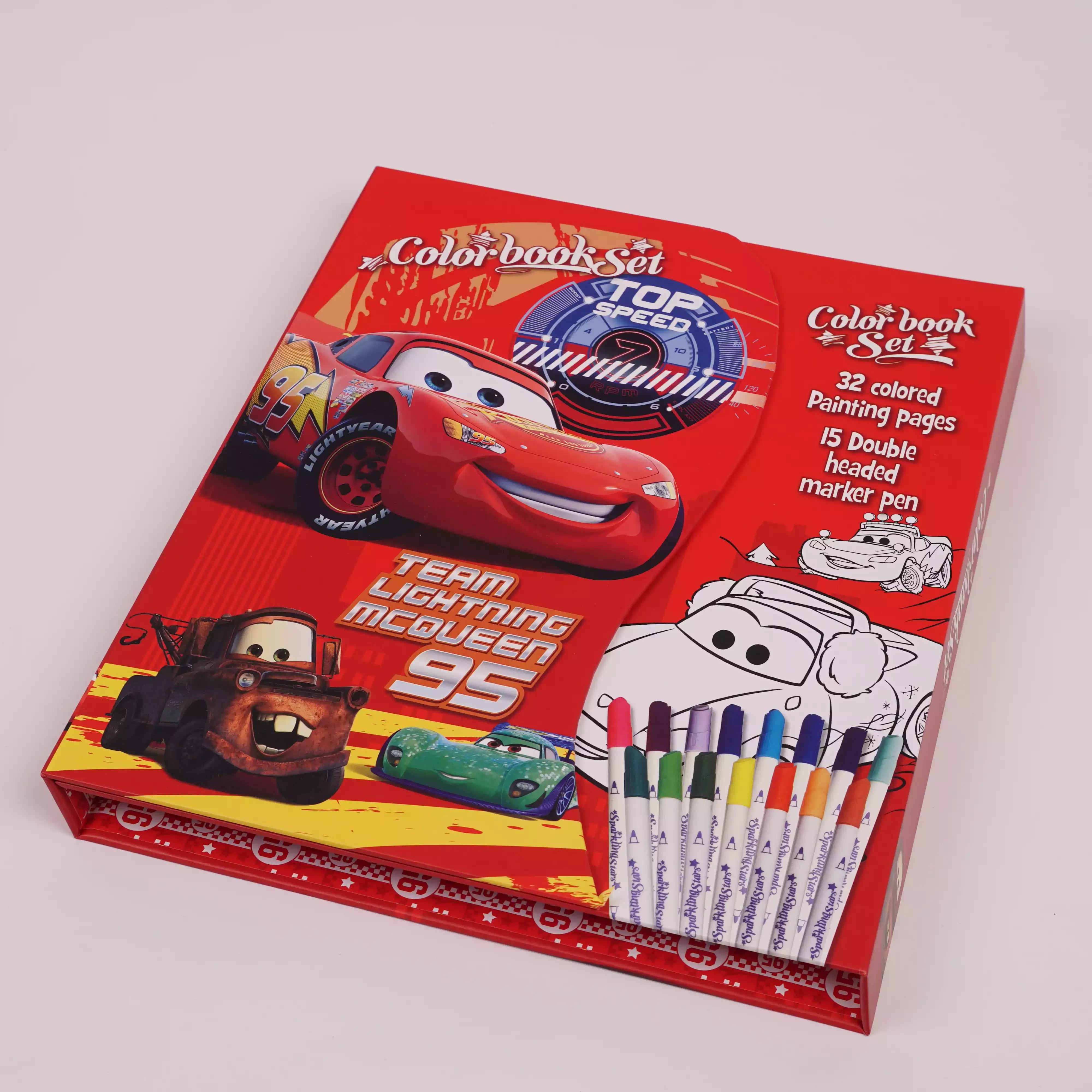 Color Book Set Hugeunivers – Stitch & Flash McQueen avec Feutres   HU13135