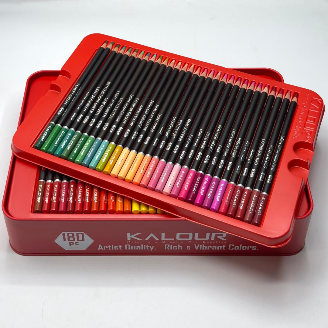 Coffret 180 Crayons de Couleur Professionnels Kalour - Boîte Métalique HU01661